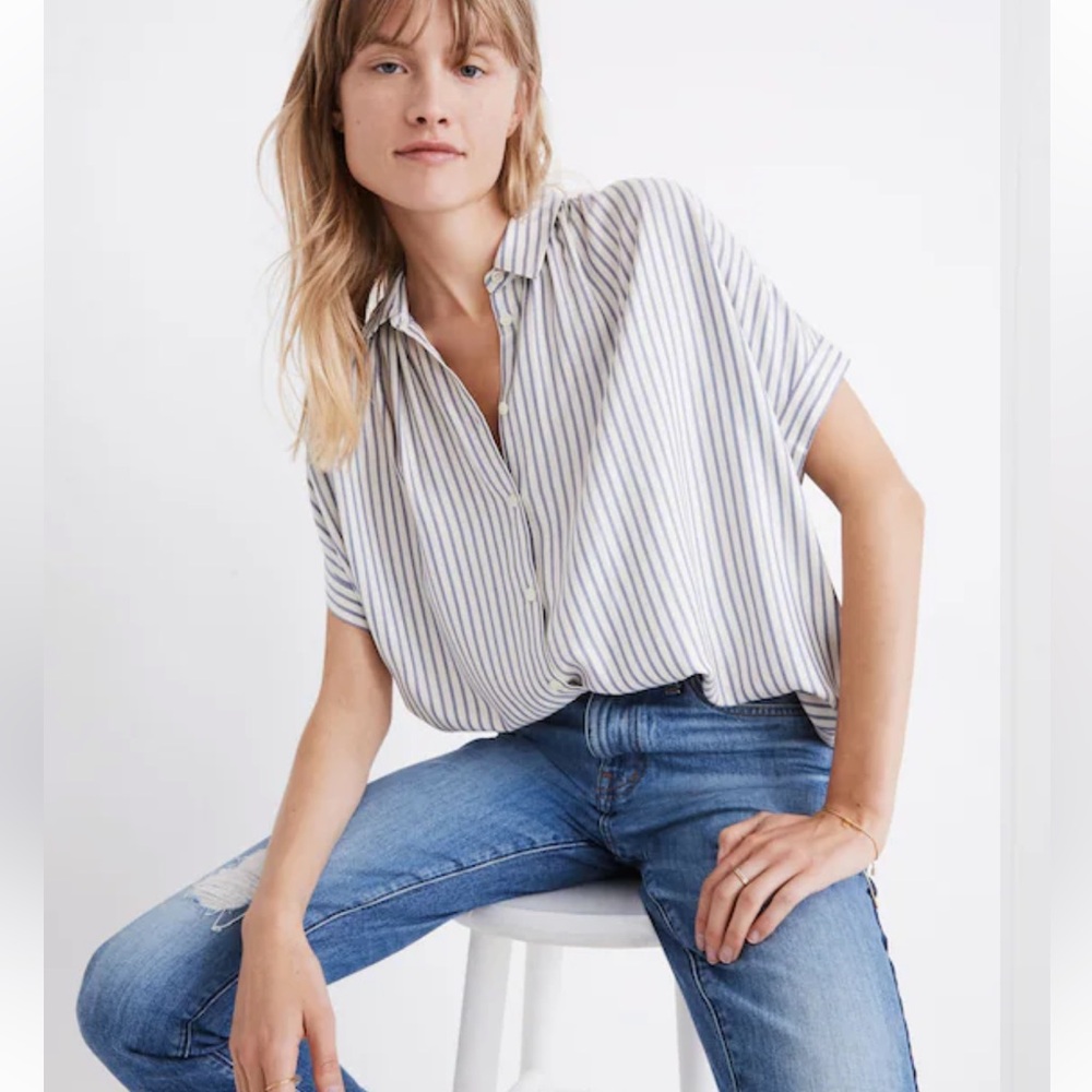 Madewell central shirt in dalton stripe - size xs